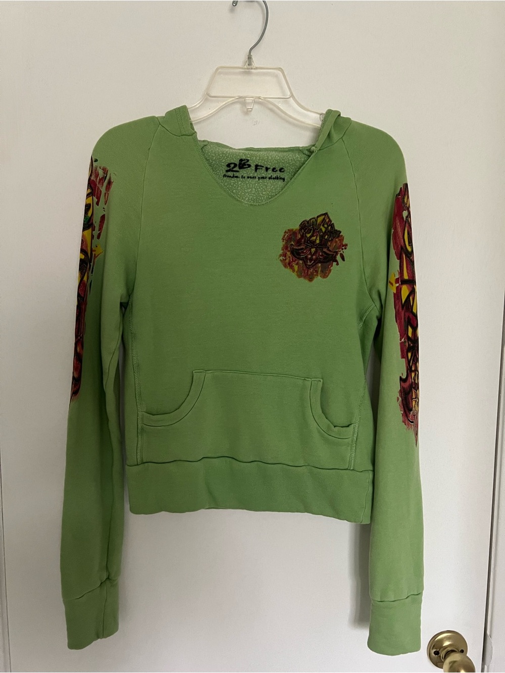 Green Floral-Print Hooded Pullover